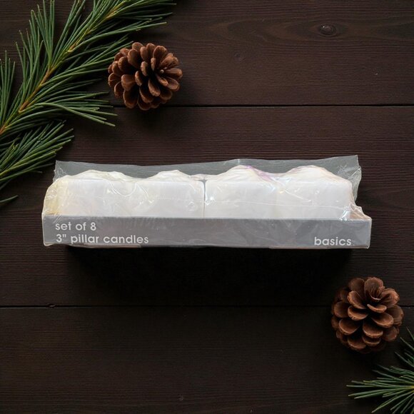 Basics Set of 8 Pillar Candles - NEW - Picture 3 of 4
